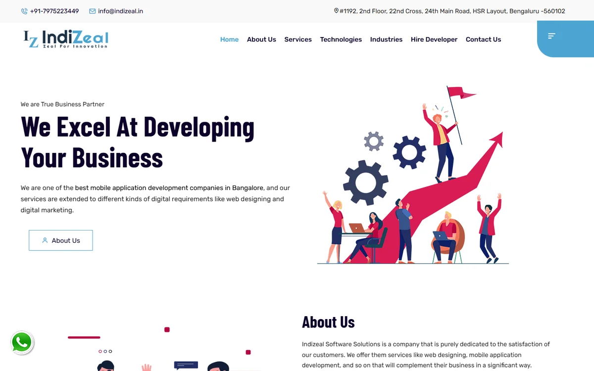 The Indizeal Software Solutions website at indizeal.in